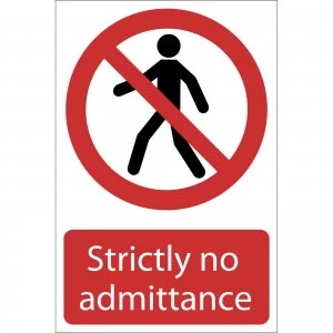 Image of Draper Strictly No Admittance Sign 200mm 300mm Standard