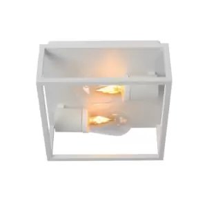 Image of Carlyn Modern Flush Ceiling Light Bathroom - 2xE14 - IP54 - White