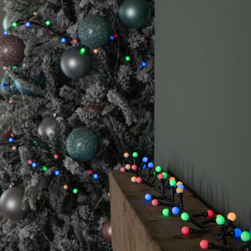 Image of 7.5m 300 LED Multi-Action Christmas Frosted Cap Berry String Lights with Timer in Multi-Coloured