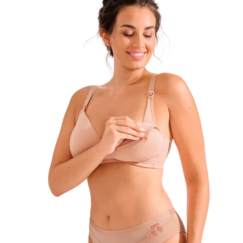 Image of Lisca Moulded Wireless nursing bra For Her Lisca Lucy Beige Female 90D