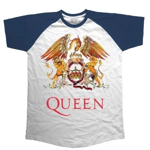 Image of Queen - Classic Crest Unisex X-Large T-Shirt - Blue,White