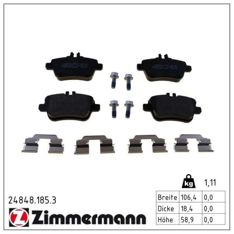 Image of ZIMMERMANN Brake pad set ZIMMERMANN 24848.185.3