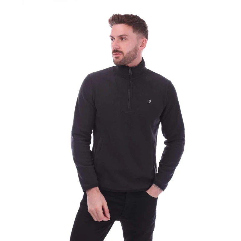 Image of Farah Rush quarter Zip Fleece - Blue Blue S