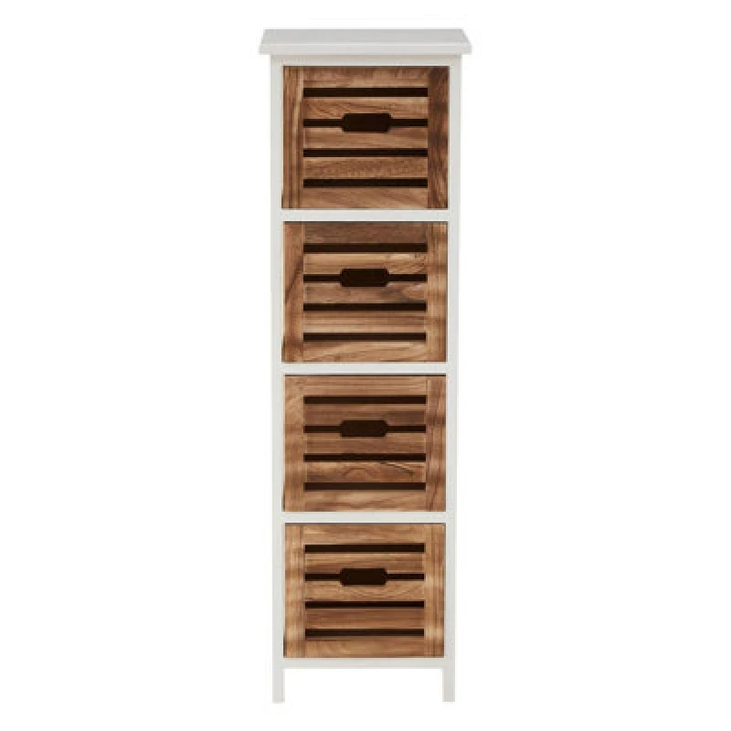 Image of Premier Housewares Portsmouth 4 Drawer Chest, Natural Wood, Delivered Fully Assembled Natural