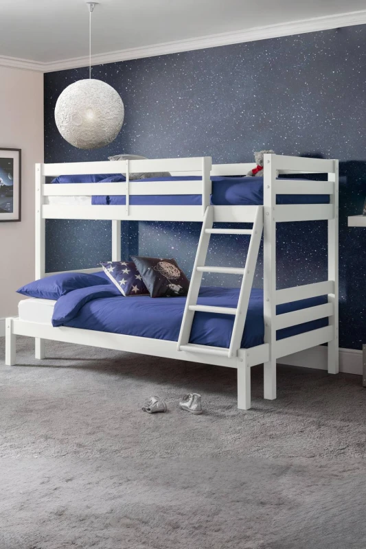 Image of Julian Bowen Merlin 3ft plus 4ft Dove Grey Wooden Triple Bunk Bed Frame