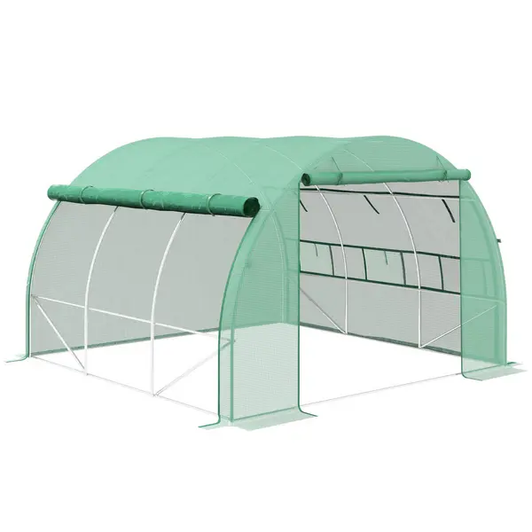 image of Outsunny 3 x 3 x 2m Polytunnel Greenhouse Pollytunnel Tent with Steel Frame Green