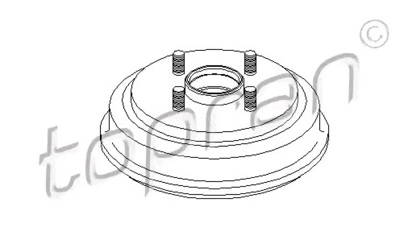 Image of TOPRAN 302 346 Brake Drum Rear Axle, with wheel bearing Brake Drum (123)