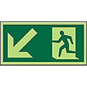 Image of Fire Exit Sign Down Left Arrow Plastic 15 x 30 cm