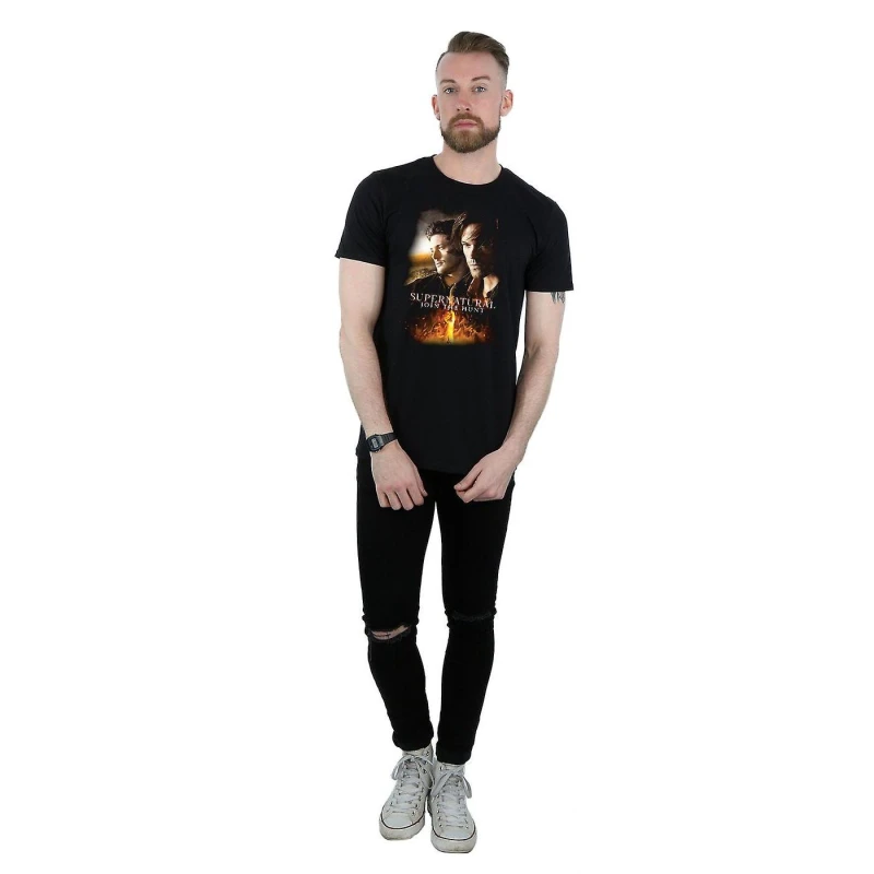 Image of Supernatural Supernatural Men Join The Hunt Poster Cotton T-Shirt in Black Size: Small Black S Male 5063377446609