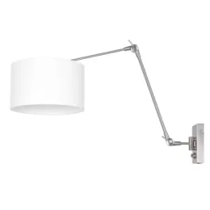 Image of Prestige Chic Wall Lamp with Shade Steel Brushed, Linen White
