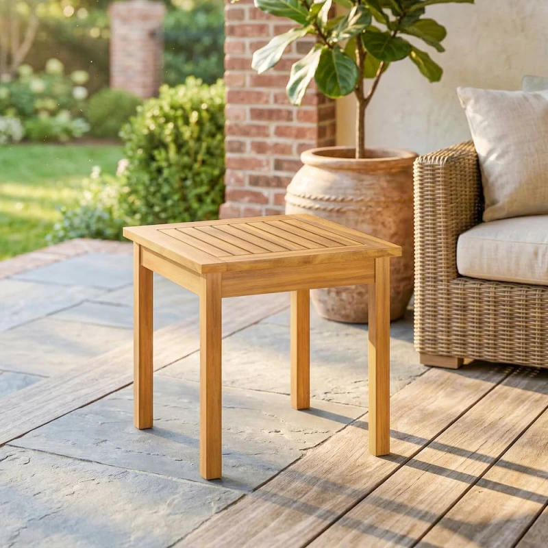 Image of OUTSUNNY Coffee Table Fully Assembled Square Natural Wood Natural Unisex