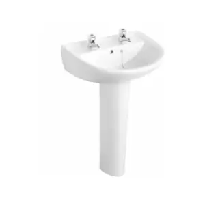 Image of Sandringham 21 Boxed Basin with Full Pedestal Pack 550mm inc Pillar Taps - Armitage Shanks