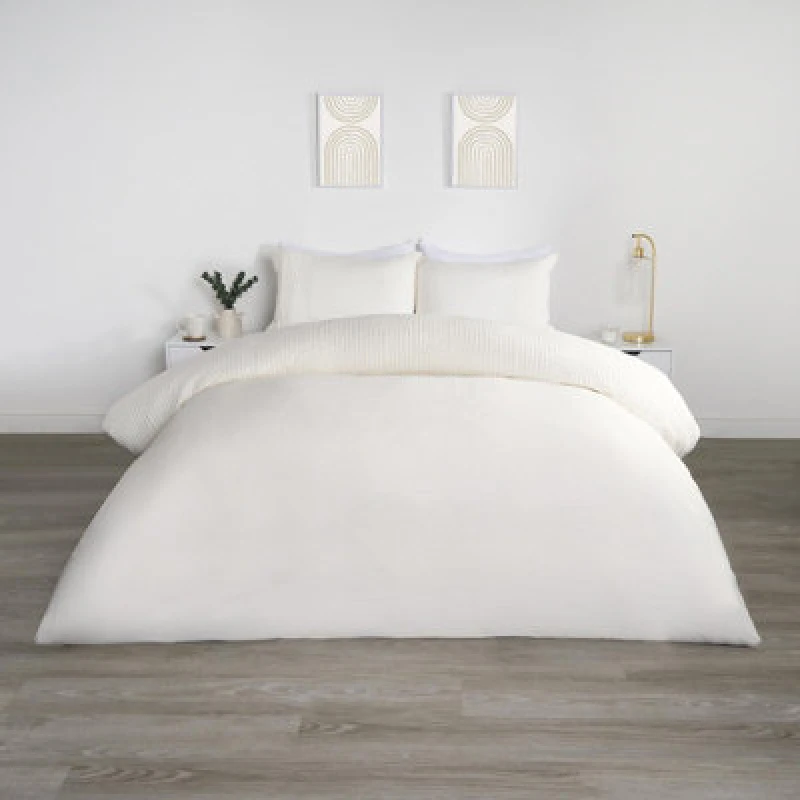 Image of OHS OHS Filled Pinsonic Arches Panel Duvet Cover Bedding Set in Cream Size: Double Cream Double Unisex 5027434182091