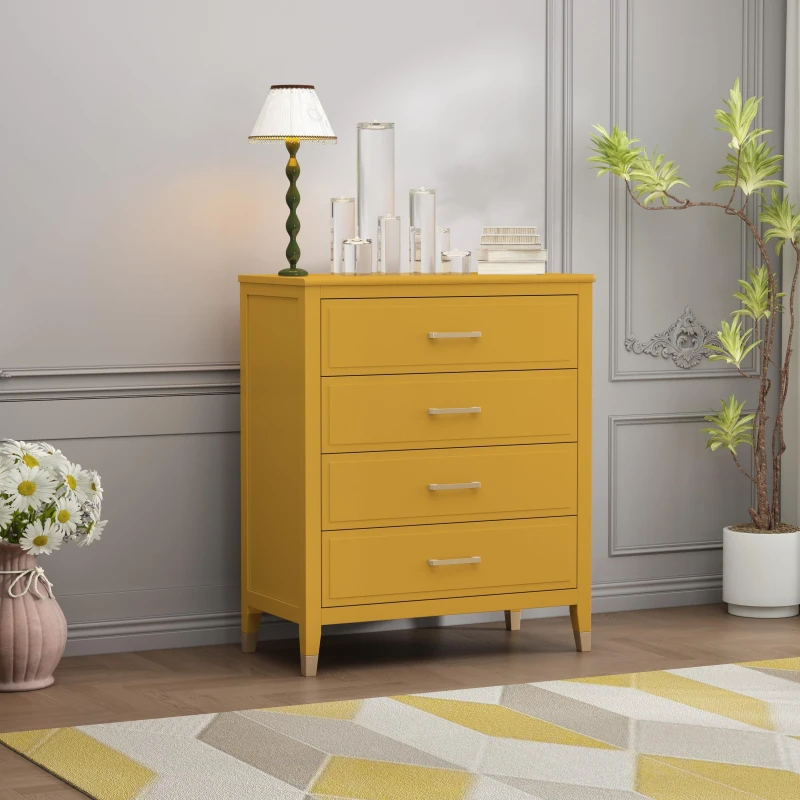 Image of Cabinet Bits Palazzi 4 Drawer Chest of Drawers in Mustard Mustard Unisex