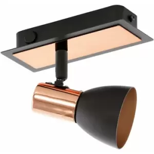 Image of Wall 1 Spot Light Colour Black Copper Rocker Switch Bulb GU10 1x3.3W Included