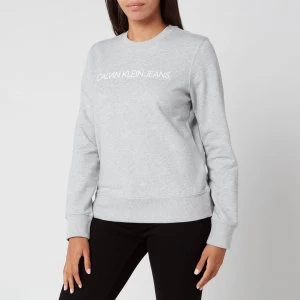 image of Calvin Klein Jeans Womens Institutional Core Logo Crew Neck Sweatshirt - Light Grey Heather - L