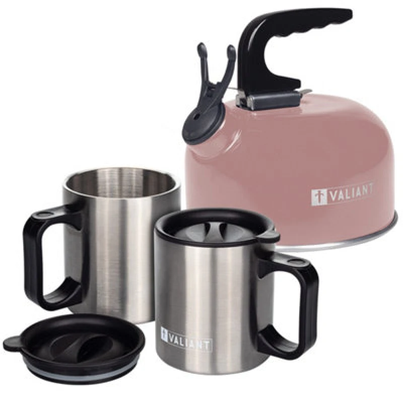 Image of Valiant Pink Camping Kettle and Insulated Mug Set Baby Pink unisex