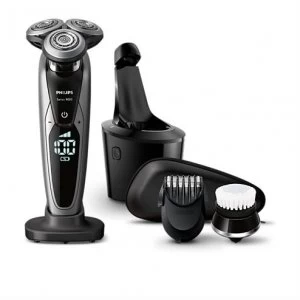 Image of Philips Series 9000 Wet & Dry Mens Electric Shaver with Smart Clean Plus - S9732/33 - Black / Silver