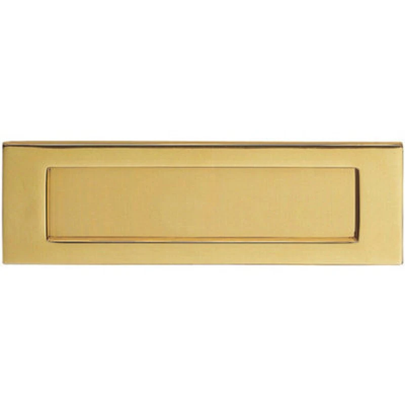 Image of Loops Inward Opening Letterbox Plate 242mm Fixing Centres 278 x 95mm Polished Brass Metallics