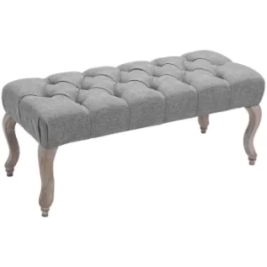 image of HOMCOM Tufted Upholstered Accent Bench Window Seat Bed End Stool Fabric Ottoman for Living Room, Bedroom, Hallway