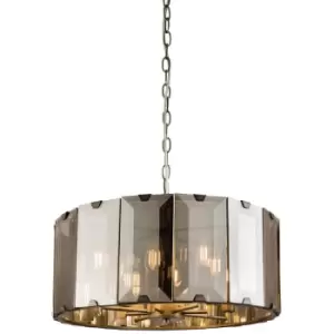 image of Endon - 8 Light Ceiling Pendant Slate Grey Gloss Paint, Smoke Cut Glass, E14