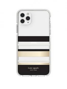 image of Kate Spade New York New York Defensive Hardshell Case For iPhone 11 Pro Max - Park Stripe Gold Foil/Black/Cream/Cream Bumper/Clear