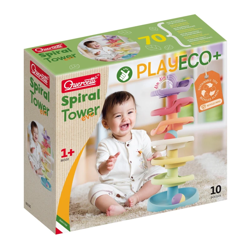 Image of Quercetti Play Eco+ Spiral Tower Evo - 10 Pieces, Multi 86500