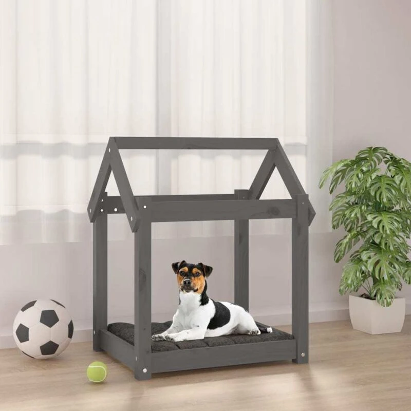 Image of VIDAXL Dog Bed Grey 61x50x70cm Solid Wood Pine Vidaxl 8720287206965