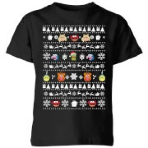 Image of Muppets Pattern Kids Christmas T-Shirt - Black - 11-12 Years