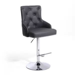 Image of Rocco Leather Match Graphite Grey Bar Stool