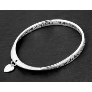 Image of Equilibrium Silver Plated Heart Bangle Mum Hands