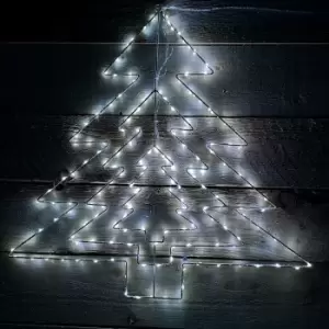 image of 62cm Multi-function LED White Metal Frame Christmas Tree Silhouette Decoration