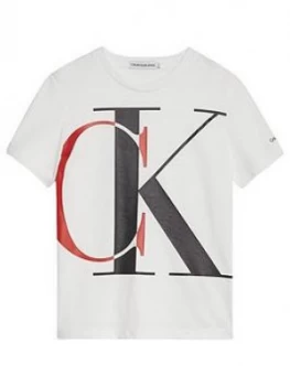 Image of Calvin Klein Jeans Boys Exploded Monogram T-Shirt - White