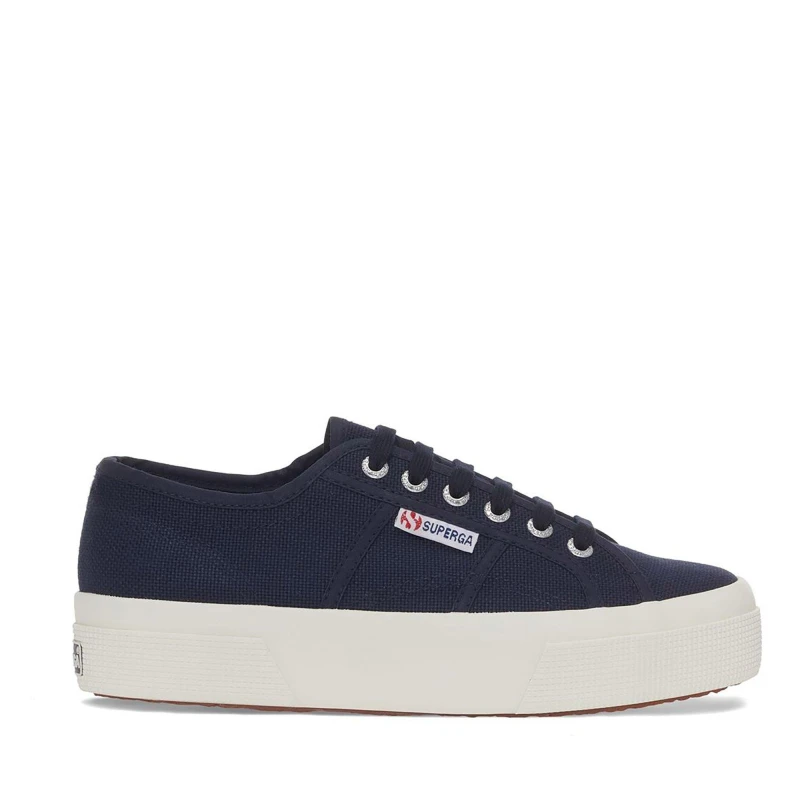 Image of Superga Womens Platform Canvas Trainers Navy F Avorio female 6 (39.5)