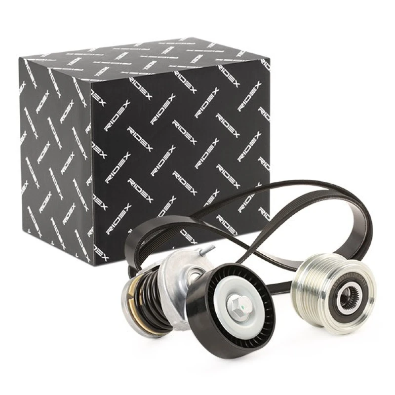 Image of RIDEX 542R0280 V-ribbed belt set Pulleys: with freewheel belt pulley V-Ribbed Belt Set (542)