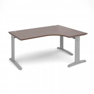 image of TR10 Deluxe Right Hand Ergonomic Desk 1600mm - Silver Frame Walnut to