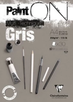 Image of PaintOn Pad A4 30sh 250gsm Grey (Pack 4) 975809C