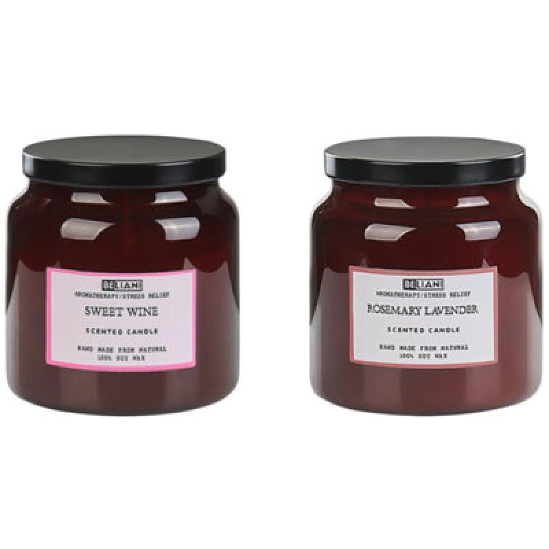 Image of Beliani Set Of 2 Scented Candles Absolute Alchemy Soy Wax Fresh Notes