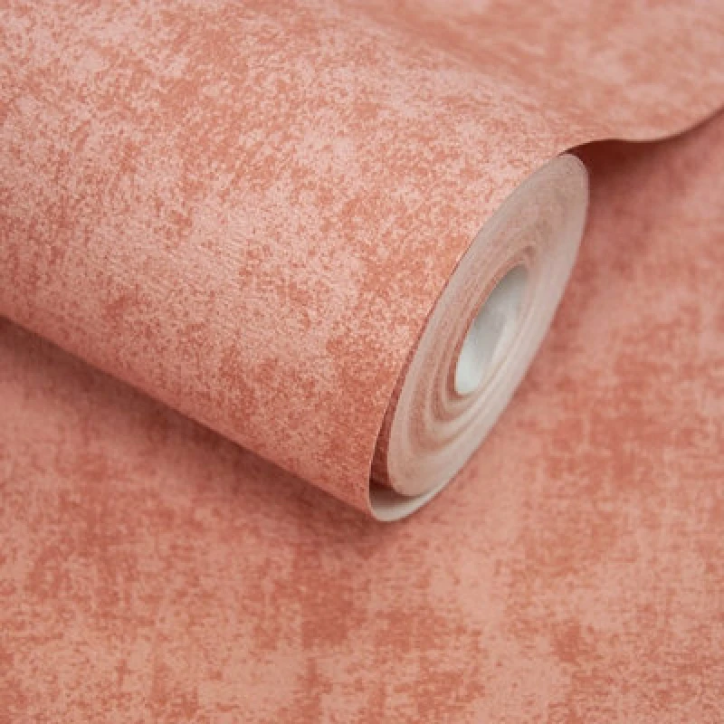 Image of Grandeco Alba Plaster Plain Textured Wallpaper, Red