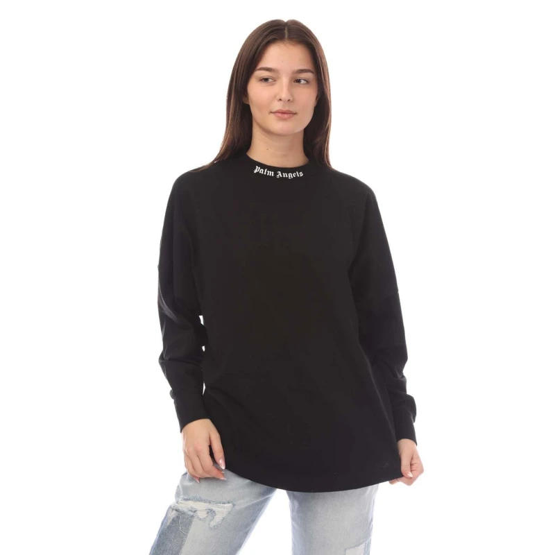 Image of Palm Angels Classic Logo Long Sleeve Over T-Shirt - Black 6