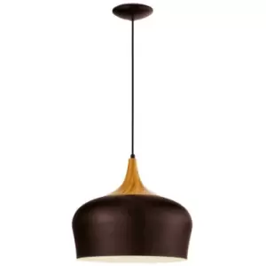 Image of Obregon - 1 Light Dome Ceiling Hanging Pendant Brown, Oak, E27 - Eglo