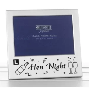 image of Satin Silver Occasion Frame Hen Night 5x3