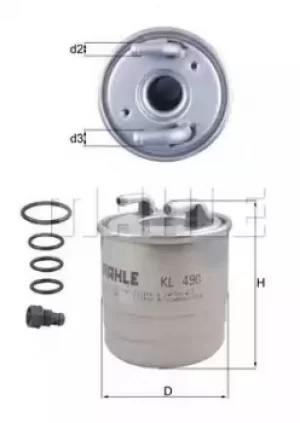 image of Fuel Filter KL490D 79817271 by MAHLE Original