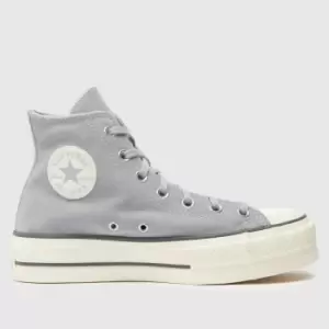 image of Converse Light Grey All Star Lift Cozy Trainers