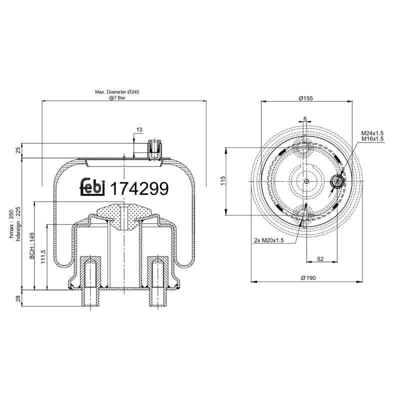 Image of FEBI BILSTEIN 174299 Boot, air suspension Front Axle Boot,air suspension (324)