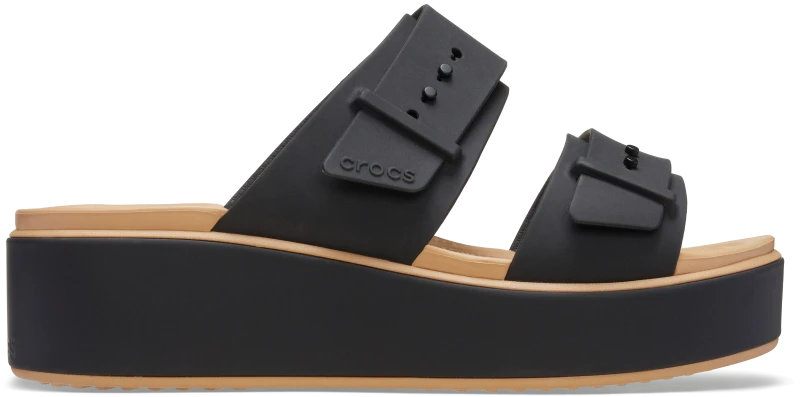 Image of Crocs Women Brooklyn Buckle Matte Wrap LW ChkCsh Sandals Black/Cashew 6