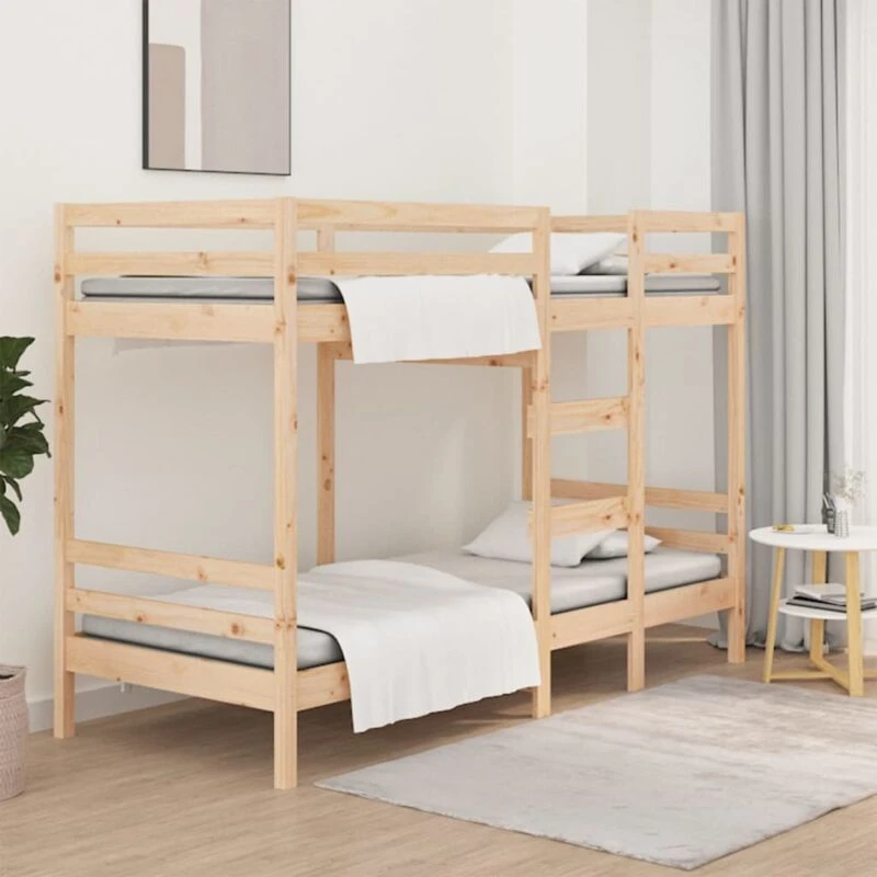 Image of vidaXL Bunk Bed 75x190cm 2ft6 Small Single Solid Wood Pine, Brown 3139844