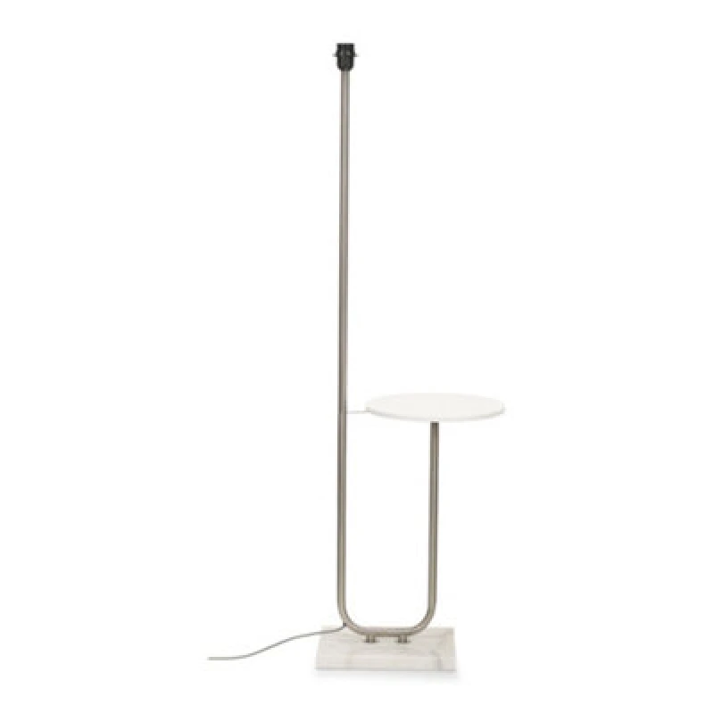 Image of ValueLights Tavel Brushed Chrome & Marble Floor Lamp Base With Built In Side Table Metallic Silver