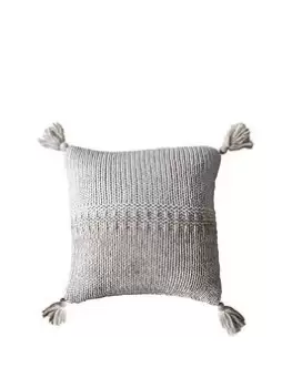 Image of Gallery Two Tone Knitted Cushion - Oatmeal/Cream
