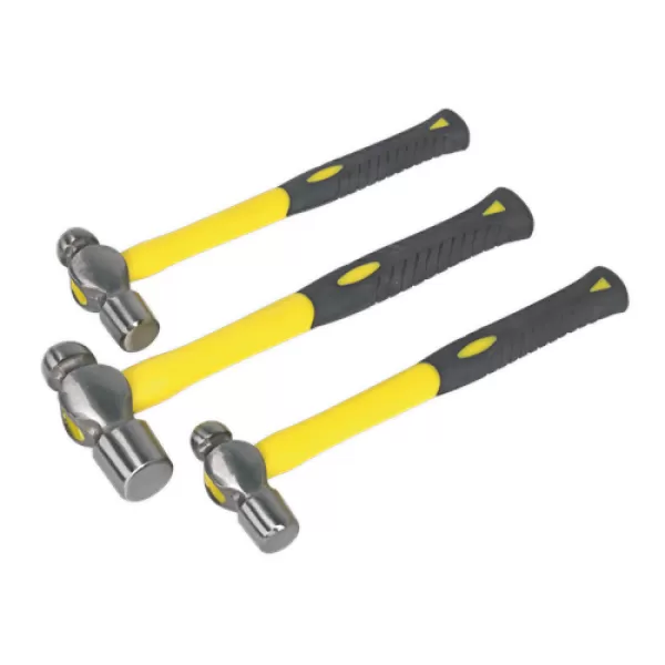 Image of Genuine SEALEY AK2031 Ball Pein Hammer Set 3pc Fibreglass Shaft